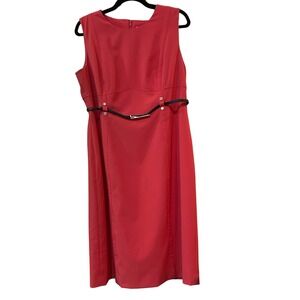 Calvin Klein Sleeveless Sheath Dress Belted Career‎ Office Wear Pink Size 14